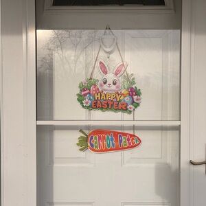 Happy Easter Bunny Door Hanger - Colorful Spring Decor